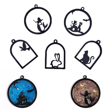 

10Pcs Acrylic DIY Animal Frame Pendant Bezel Setting Cabochon UV Resin Charms