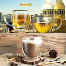 Горячая кофейная кружка термостойкая двойная стеклянная прозрачная кружка чай молоко лимонный сок Питьевая кружка для пива с ручкой Q