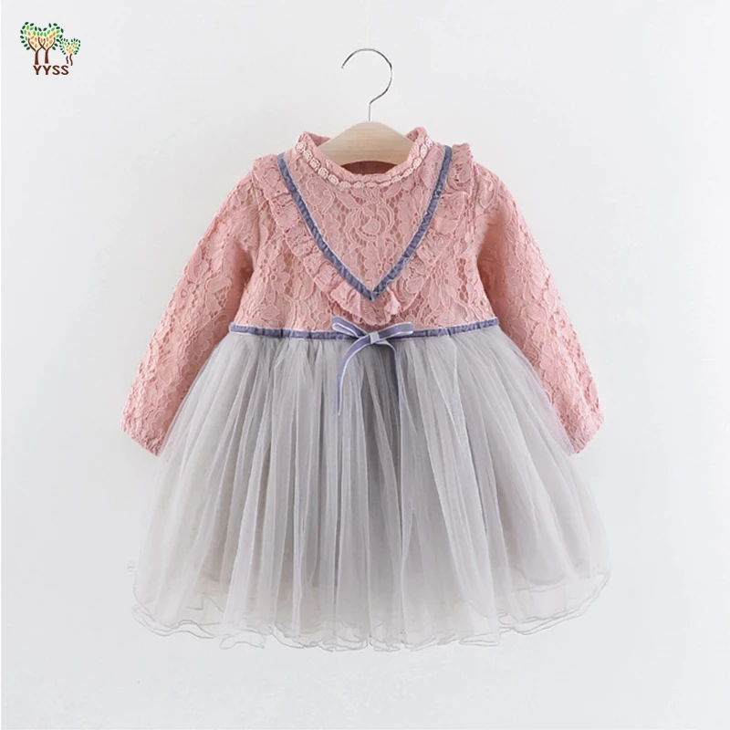 Autumn Spring Girls Dress knee Length Baptism Party Prom DressLittle