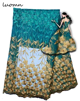 

2018 Latest Design Green African Tulle Lace Fabric High Quality African Lace Fabric with Stones French Nigerian Lace Fabric