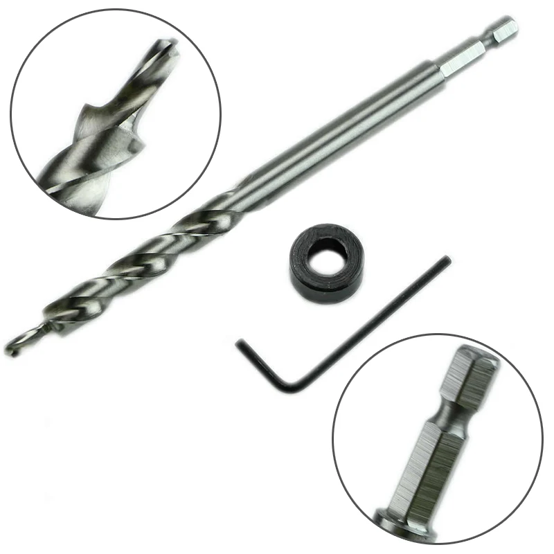 95mmHexagonalPocketHoleTwistStepDrillBitwithWrenchandLimit