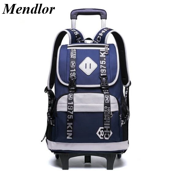 

3PCS/SET New Large capacity Children Student Trolley Backpack School bags 2/6 Wheels fashion backpack for boys girls