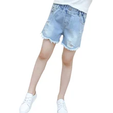 Популярные летние шорты для девочек, модные красивые От 4 до 13 лет, детские короткие джинсы, джинсовые шорты с кисточками для маленьких девочек