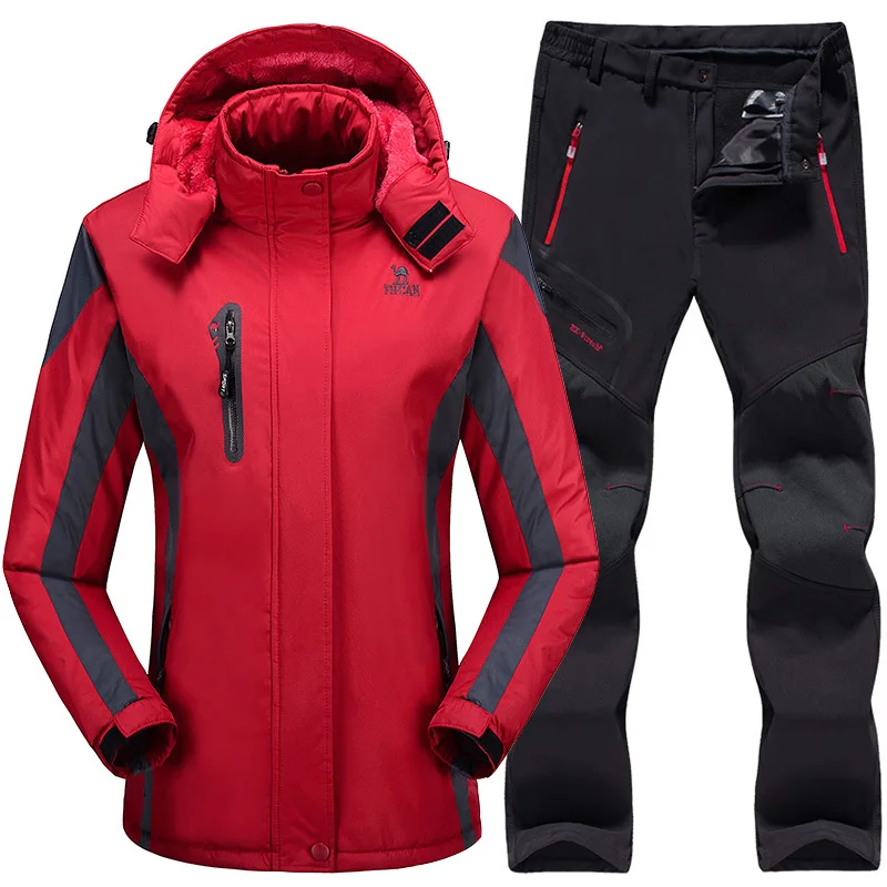 Ski Suit For Women Ski Jacket Pants Waterproof Mountain Skiing Suit Snowboard Sets Winter Outdoor Sports Fleece Thermal Clothing