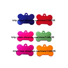 38*25 мм) 50 шт./лот Смешанные случайные Цвета Bone жетонов, алюминий металлические жетоны для домашних животных, Pet ID тегов