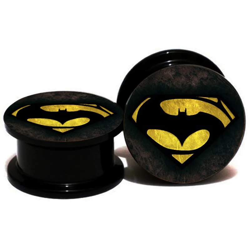 Fashion Jewelry Batman Symbol Acrylic Screw Fit Plugs Body Jewelry