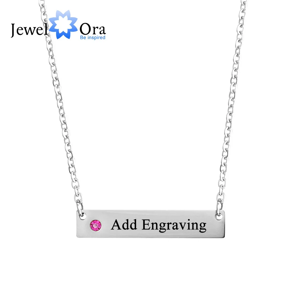 

Personalized Customization Birthstone Necklace Engrave Name Stainless Steel Necklaces & Pendants For Women (JewelOra NE101787)