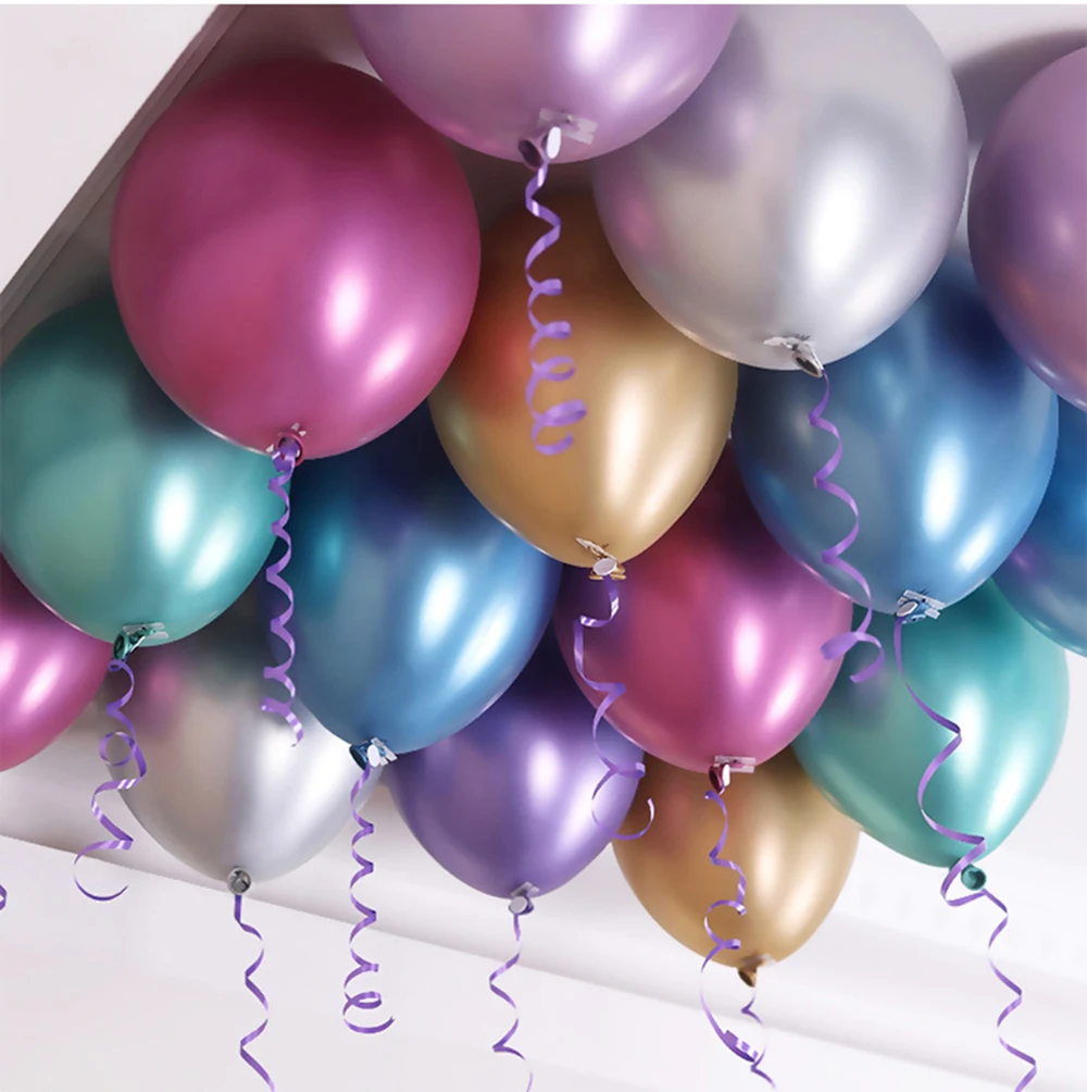 10pcs 12inch New Chrome Metallic Latex Balloons Thick Metallic Globos Inflatable Helium Balloon Birthday Party Decoration Ballon