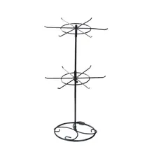 Doreen Box Double Tier Jewelry Earrings Necklace Display Rack Stand Round Black Rotating 43cm x 22.2cm ,1 PC 2017 new