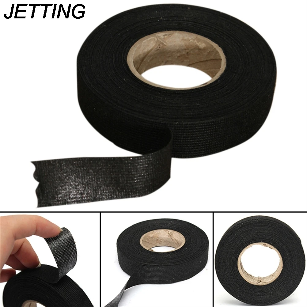 1Roll 19mm*15m Black Color Wiring Harness Tape Strong Adhesive Cloth Fabric Tape For Looms Cars