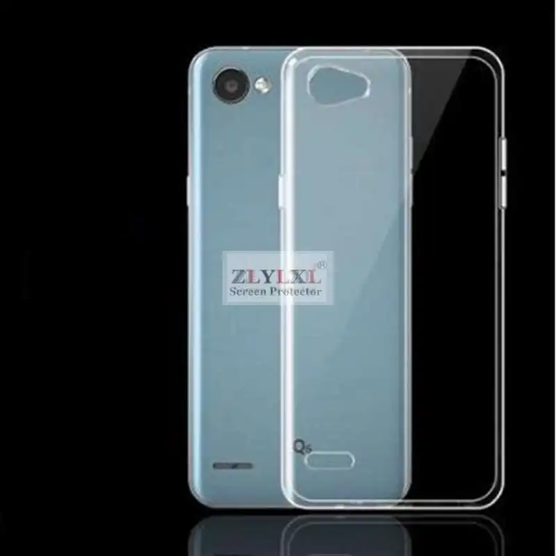

Glass + case Transparent Dirt-resistant soft back case for LG Q6 plus tempered glass screen protector