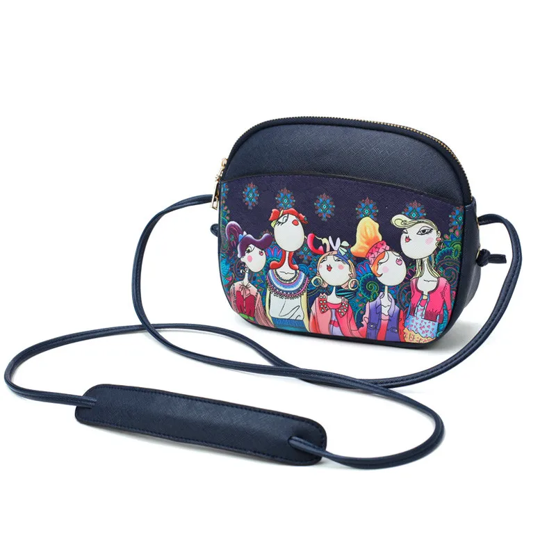 مصمم حقائب الشهيرة العلامة التجارية حقائب النساء 2018 جودة عالية بو الجلود أكياس صغيرة Crossbody 3D الكرتون طباعة حقائب كتف الإناث