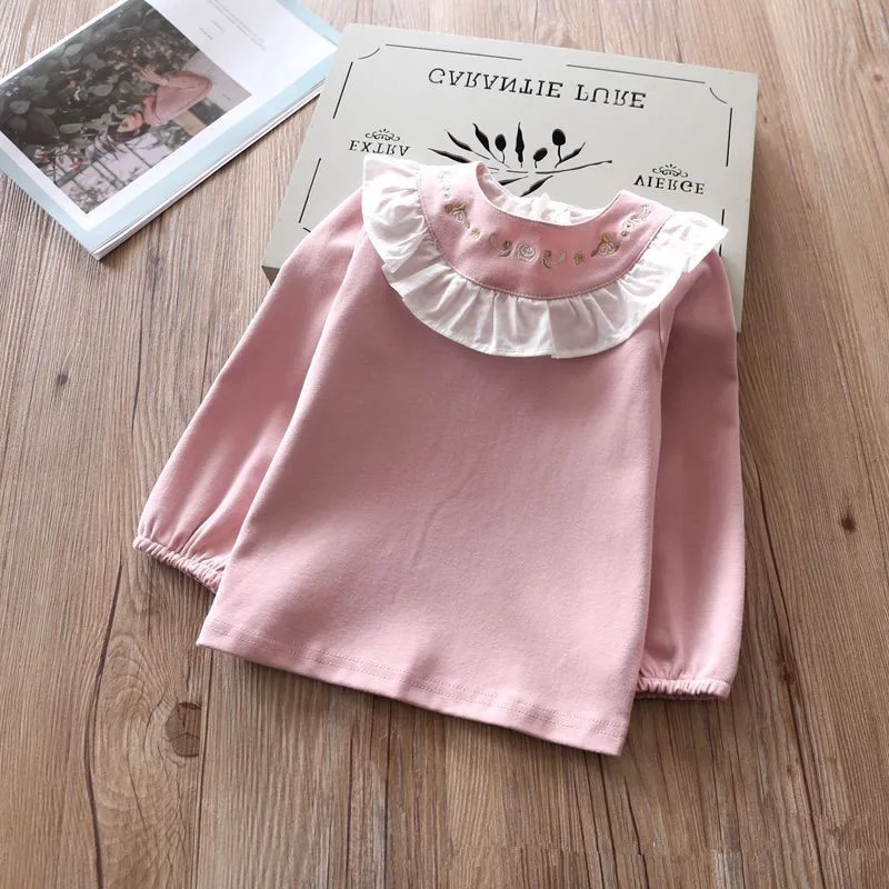 2018-Baby-Girls-Clothing-o-neck-embroidery-Girls-Long-Sleeve-T-Shirt-Children-s-Clothing-solid (1)