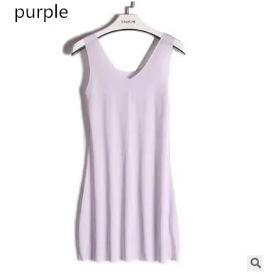 HOT 2017 female seamless nightwaer Women's Plus size Long Underdress Sleeveless ladies full slips 7 colors