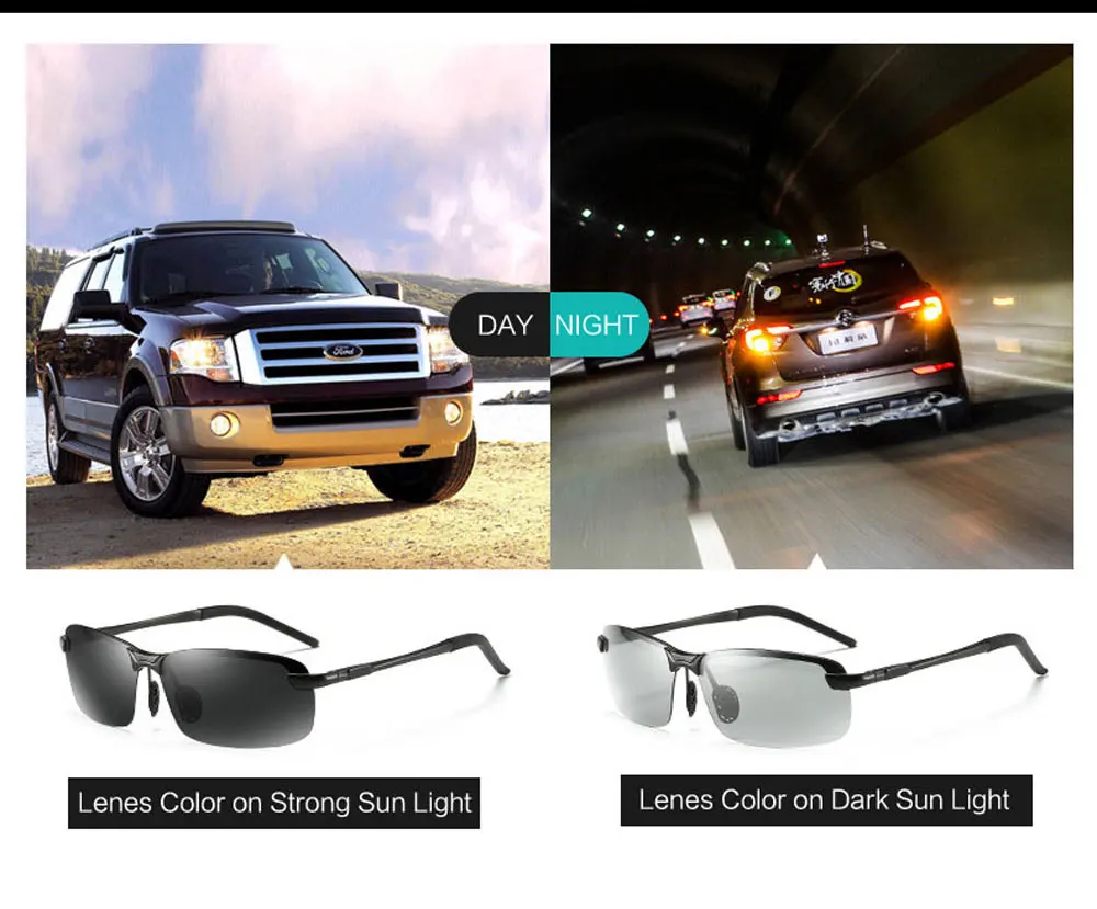VEGA Polaroid Photochromic Sunglasses for Driving Cycling Men Women Photochromic polarized Glasses Square Anti-glare Lenses 230 (9)