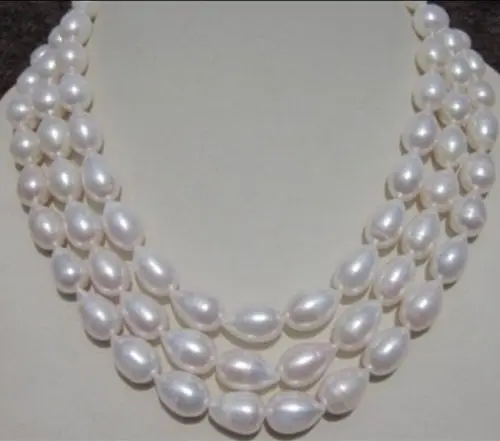 

8-9MM WHITE AAA+ SOUTH SEA BAROQUE PEARL NECKLACE 65" <@^18K GP style Fine jewe Noble Natural jade SHIPPING