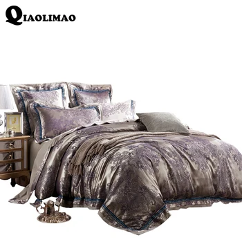 

4/6pcs 3D Sateen Jacquard Bedding Sets Luxury Viscose / Cotton Duvet Cover Set Bed Sheet Embroidered Pillowcases Queen King Size