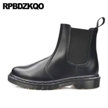 

Designer Shoes Women Luxury 2018 Autumn 12 44 Genuine Leather Chunky Ankle Chelsea Short Ladies Slip On Big Size 10 Black Boots