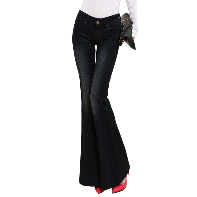 New Hot Selling Fashion High Waist Boot Cut Vintage Jeans Woman Full Length Trousers Pants Femme Denim Sexy Women Jeans