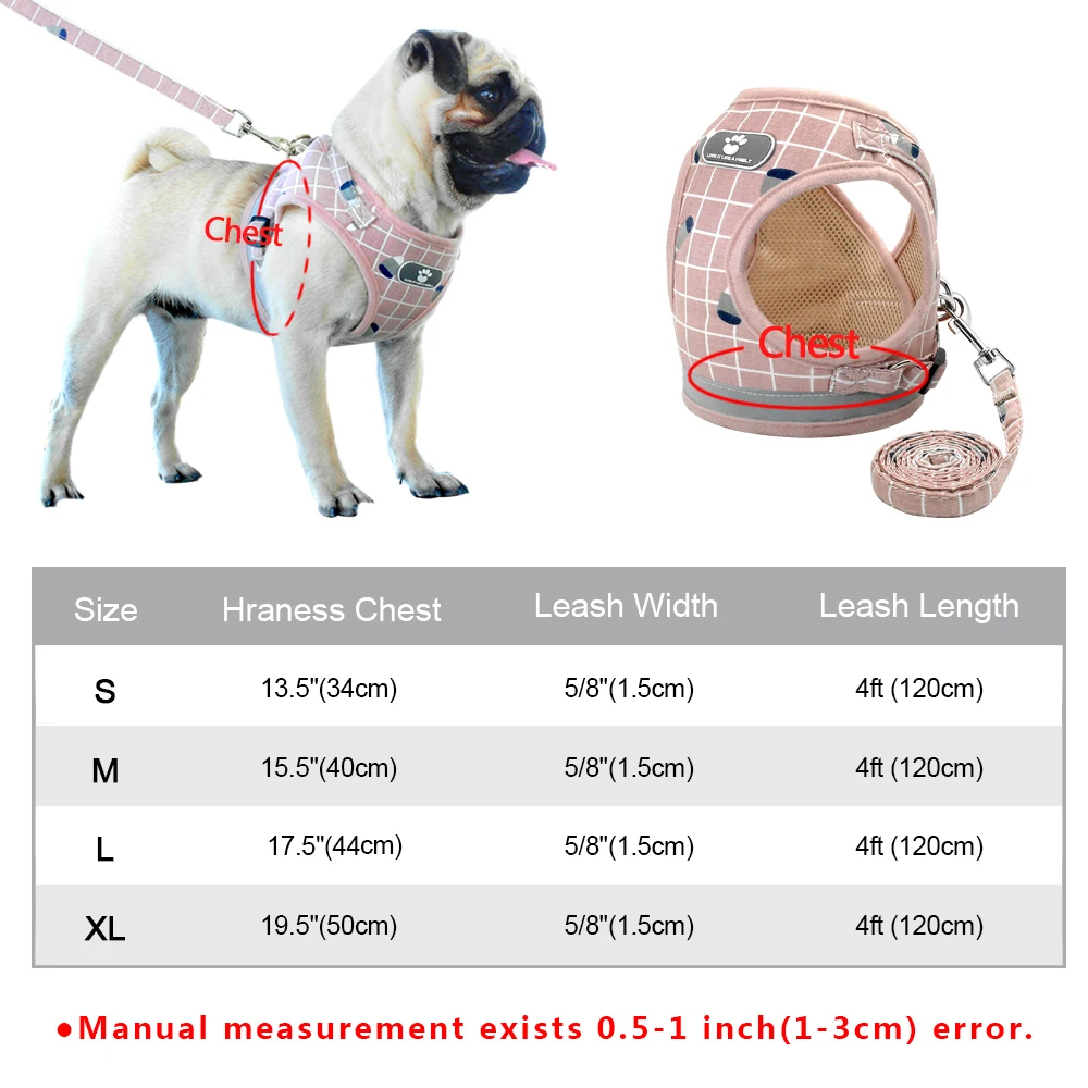 Светоотражающий Поводок для щенков, мягкая дышащая сетка, жилет для чихуахуа, кошки, собаки, поводок, набор для маленьких и средних собак, бульдог