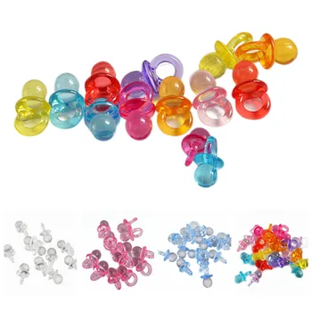 

50pcs/lot Pacifiers Clear Acrylic Ornaments Loose Spacer Pacifier Pendant Charms for Baby Boy Girl Baby Shower Party Gift Favors