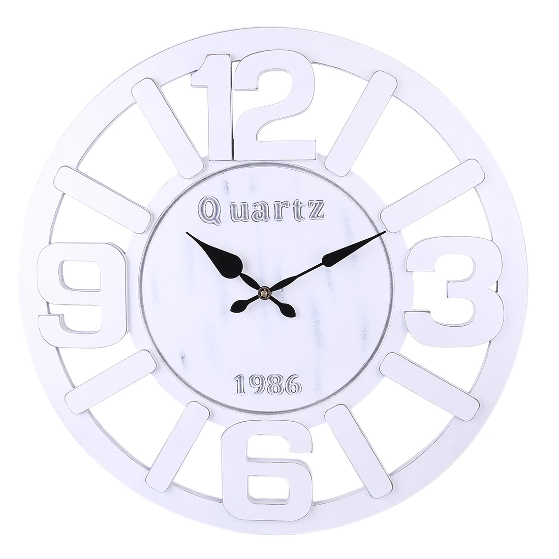 

24 Inches 60cm Engraving Numerals Hollow Mute Wall Clock Silent Wall Clock Hollow Hanging Clock Decor - 1986 White/Retro Gold