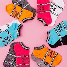 5 пар, розовые носки для отдыха в стиле Харадзюку носки с буквенным принтом розовые носки с буквенным принтом «Любовь» Футбол милые короткие носки для Черлидинга