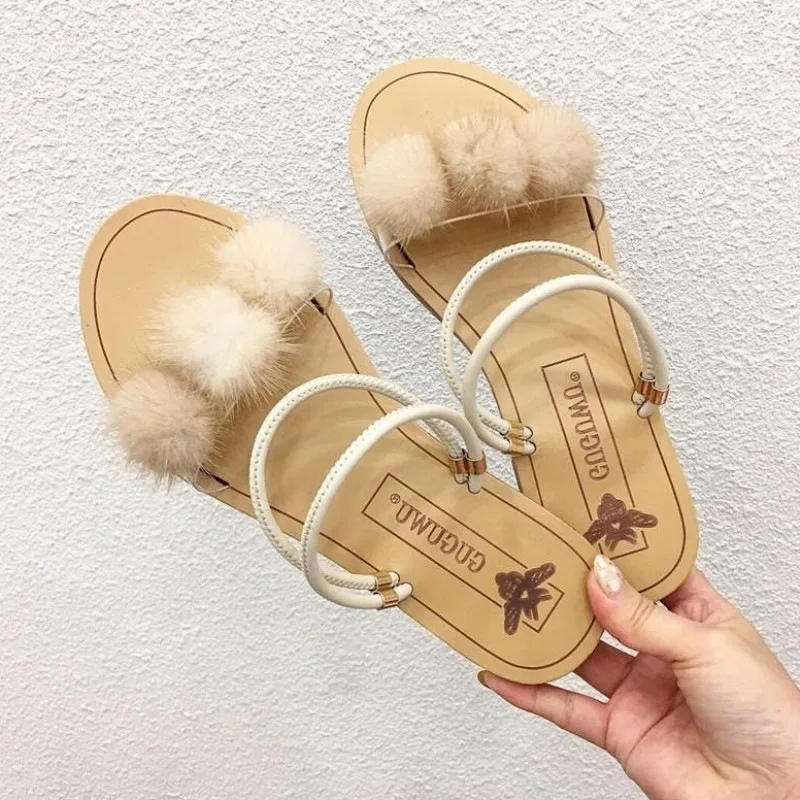 

Shoes Designer Slides Flat Slippers Shose Women Pokemon Plush Luxury 2019 Sliders Fur Basic Scandals Rubber Fabric Rome Bonded
