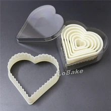 7 шт./компл.) волнистый край в форме сердца высокого качества твердая и прочная нейлоновая пластиковая упаковка для печенья резак для кади торт форма для выпечки