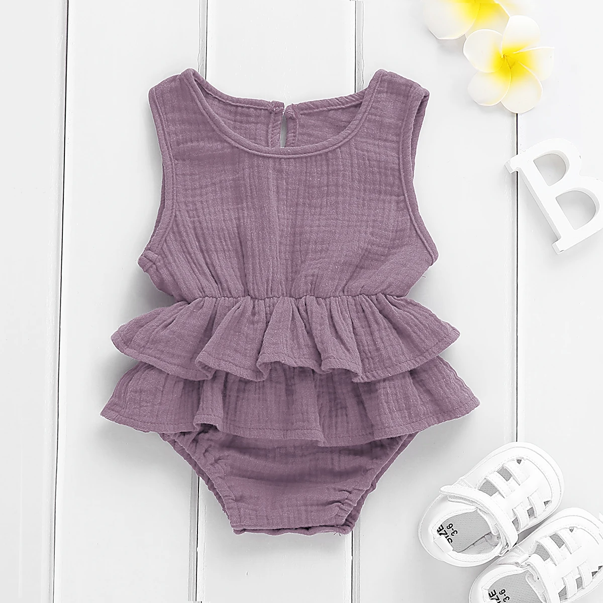 Одноцветное новорожденный малыш для маленьких девочек одежда без рукавов Комбинезоны Туту платье 1 шт Пляжный наряд
