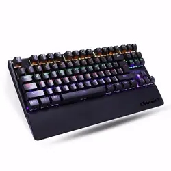 Подлинная игровая механическая клавиатура с светодио дный подсветкой синие переключатели Anti-ghosting Luminous 87 LED Проводная клавиатура Palm rest