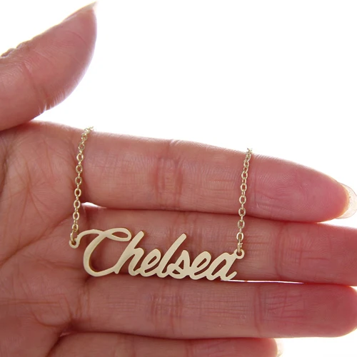 Nombre collar Charms letra cursiva placa con nombre colgante Mujer "Chelsea" dorado joyería inoxidable regalo 2377 - AliExpress Joyería y accesorios