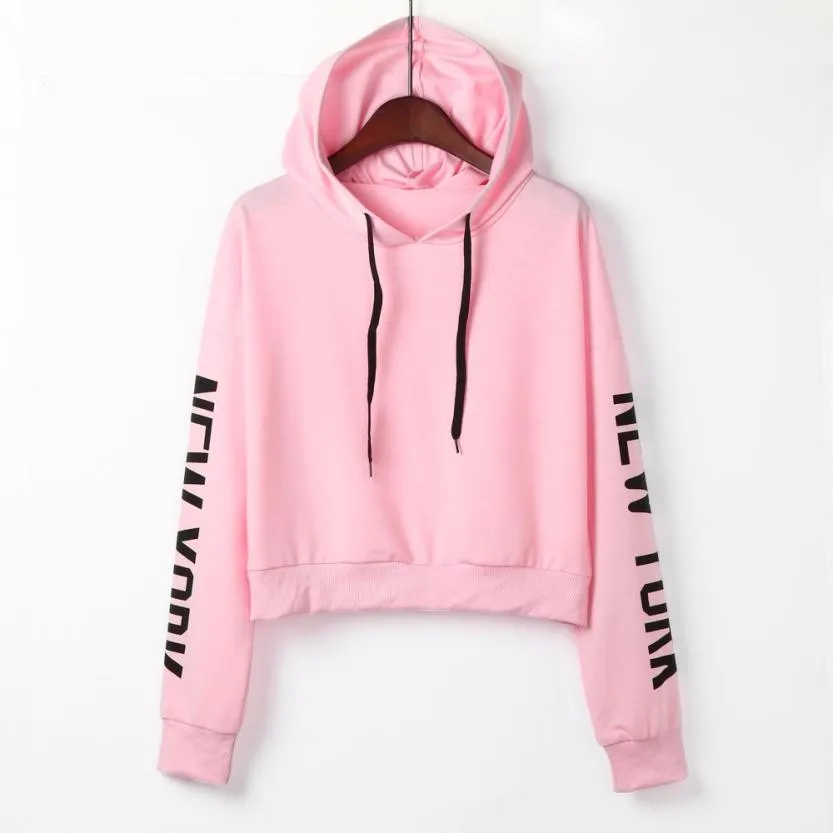 Feitong mujer cartas manga larga HOODIE sudadera 2018