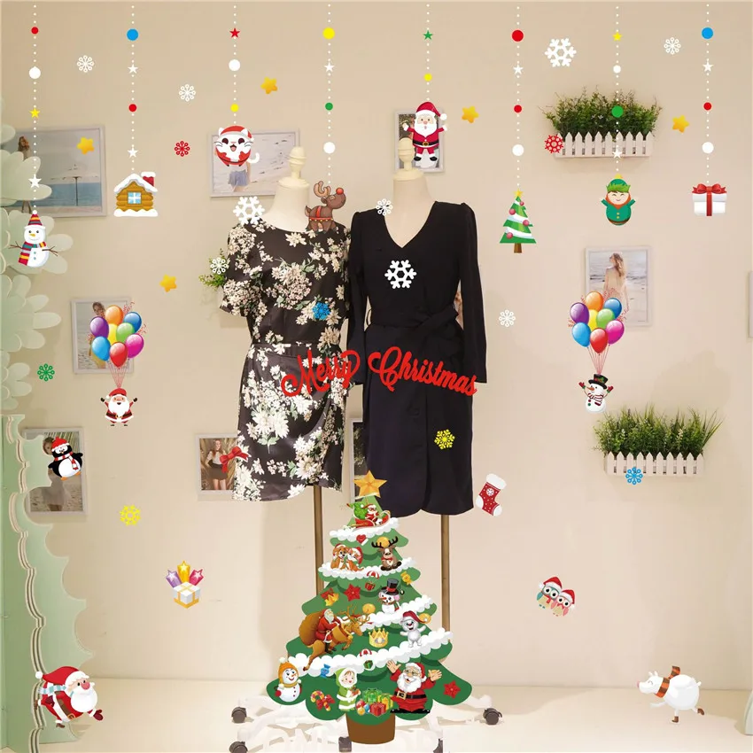 Счастливого Рождества Съемные Наклейки на стены «сделай сам» магазин оконные наклейки Noel рождественские украшения для дома год adornos de navidad