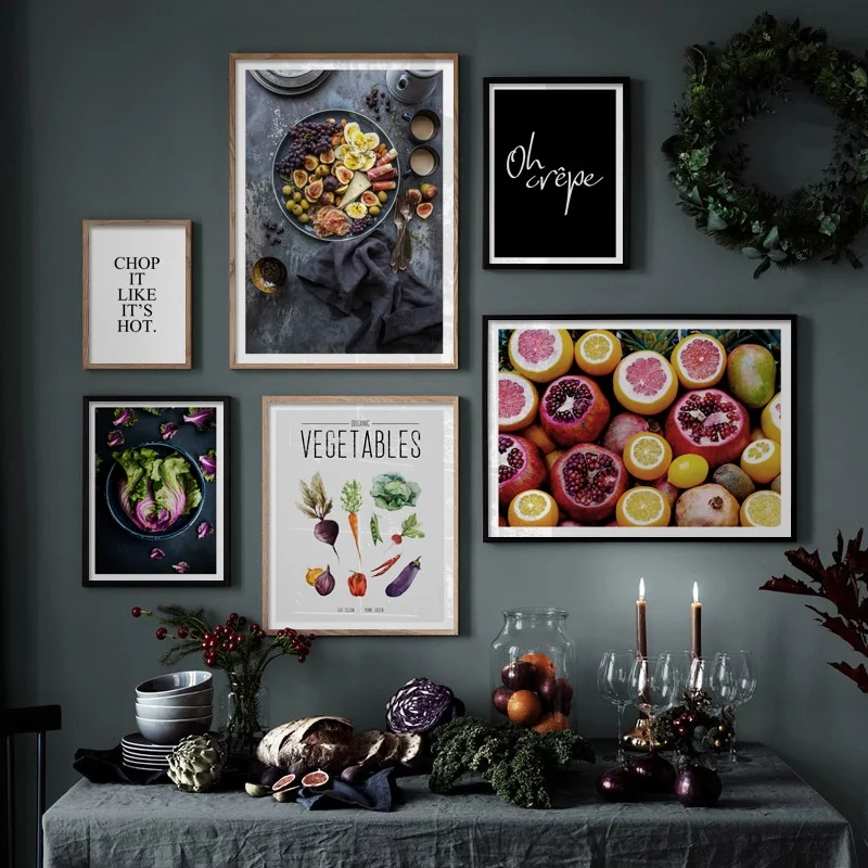 Pomelo Orange Fruit Mustard Vegetables Nordic Posters And Prints Wall Art Canvas Painting Pictures For Living Room Decor | Дом и сад