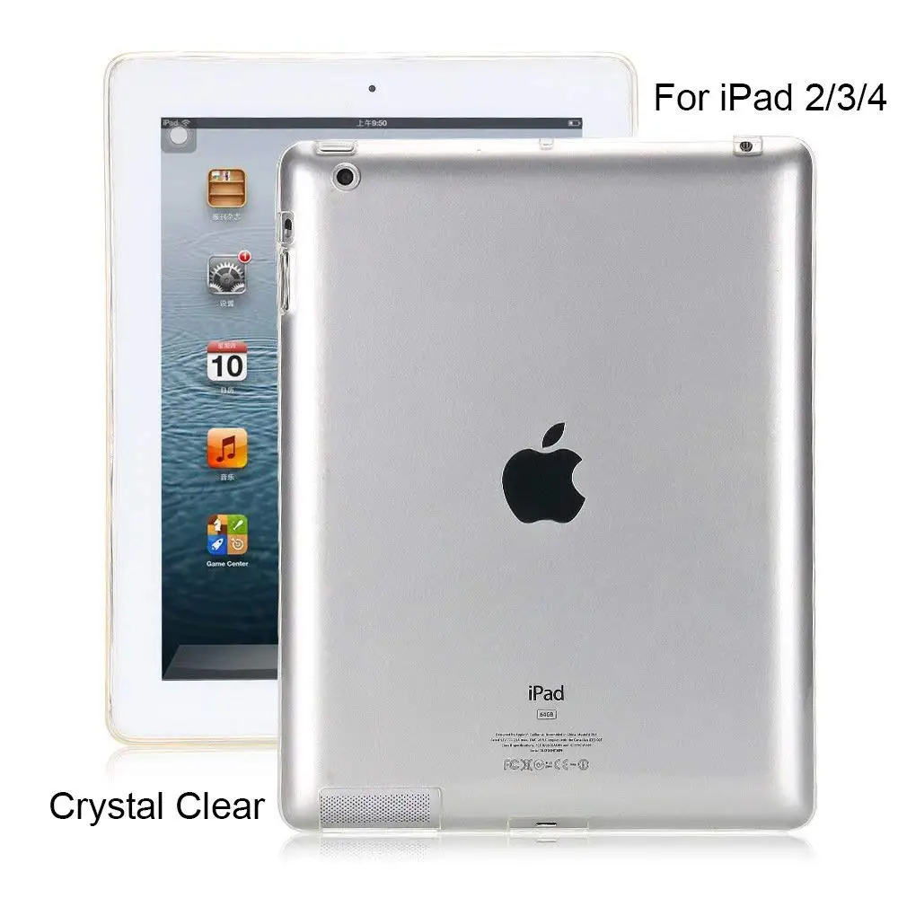 

For iPad 2 3 4 Case 360 Full Protective Soft TPU Cover For iPad 2 9.7"Clear Back Cases Slim Silicon Case A1395 A1396 A1416 A1430