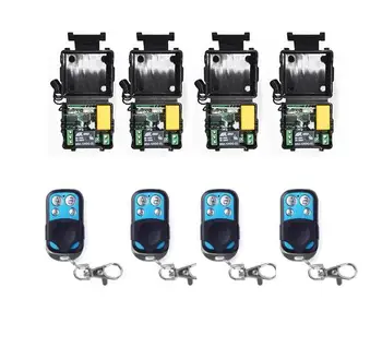 

AC220V 1CH 10A RF Wireless Remote Control Switch System teleswitch 4 transmitter + 4 receiver relay Receiver Smart Home