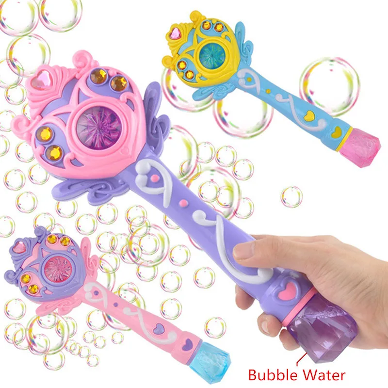 

Magic Wand Bubble Gun Toy with Light Lavende Kid Toy for Children Outdoor Play Set Bubble Machine Wholesale Bubble Guns