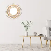 Nordic Wall Hanging Makeup Mirror Rattan Innovative Art Decoration Bathroom Makeup Mirror Not Easy To Oxidize Rust