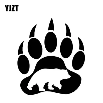 

YJZT 13.3CM*15.2CM Bear In Bear Paw Car Sticker Personality Decoration Car Trunk Vinyl Decal Black/Silver C4-1382
