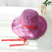 Широкие поля опракидывающая шляпа-ведро с строка хлопок двумя боковыми Рыбалка полосатый Кепки для Для женщин складной большой полями летняя шляпа от солнца