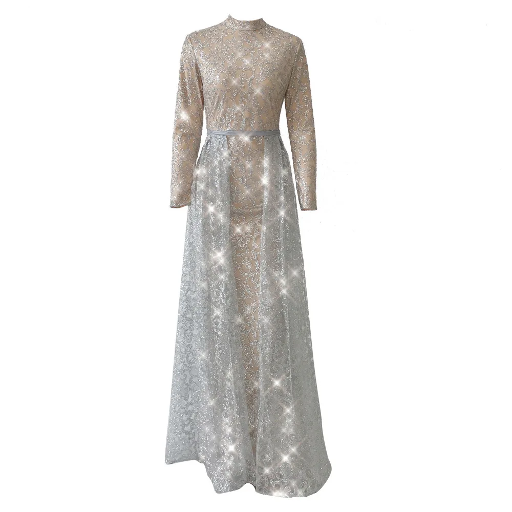 SoAyle блестящие вечерние платья с длинными рукавами женские Выпускные платья муслин Модные Вечерние Платья Arabia Design торжественное платье
