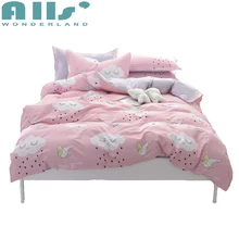 Cute Cartoon Patterns High Quality Duvet Cover Set Girls Flat Sheet Bedding Set Queen and King Size Pink Pillow Covers
