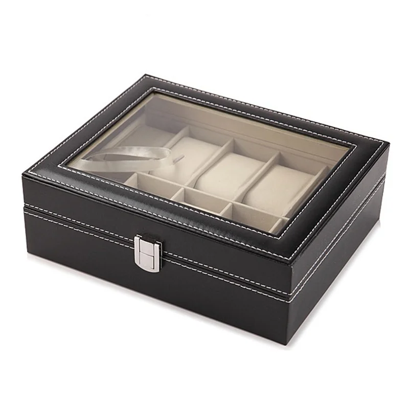 Leather Watch Case Storage Box Mens Watch Holder Box Organizer Fashion Display 2/6/10/12 Slots watch storage box watch storage bag