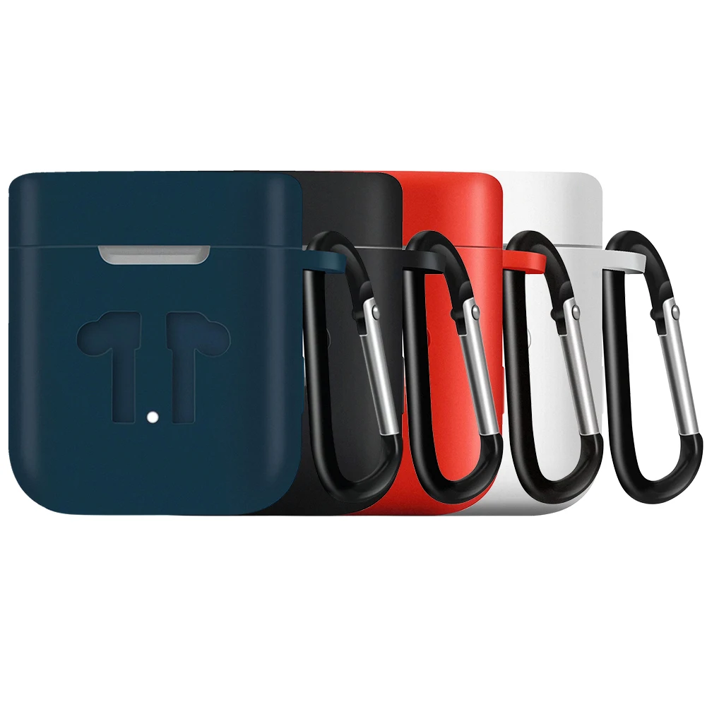 

Silicone Earphone Case with Carabiner Hook for Xiaomi Airdots Pro Bluetooth Wireless Headset Protection Case Protective Cover