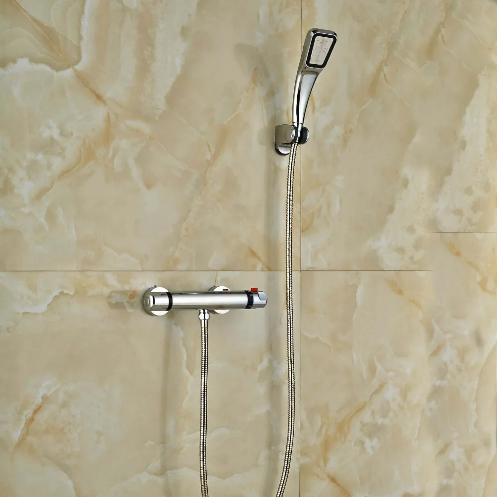 

Chrome Finish Thermostatic Valve Mixer Tap Wall Mounted