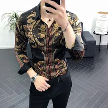 Spring New Print Shirt men refreshing fabrics summer Male Fashion silm fit casual shirts Men Turndown Collar Shirt turndown collar tartan print shirt