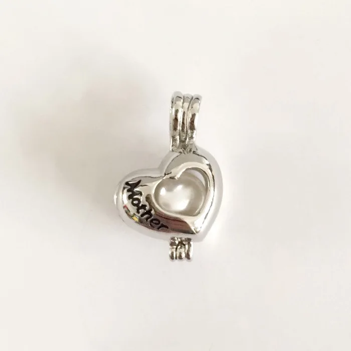 18KGP Mother Heart Cage Locket DIY Can Open And Hold 8mm Pearl Gem Bead Pendant Mounting Necklace Charms | Украшения и аксессуары