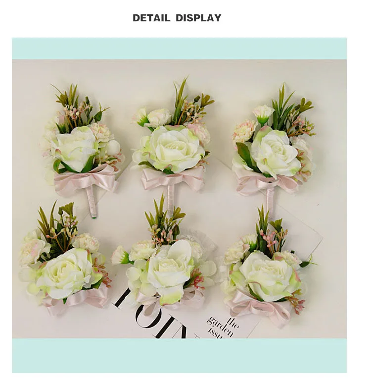 bridesmaid bracelet wedding corsage flowers roses artificial  (12)