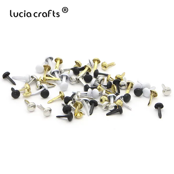 Lucia crafts 100 шт 6*12 мм металлический ремесленный круглый Скрапбукинг Украшение застежка Brads для декор обуви DIY аксессуары G0939 - Цвет: Random mixed